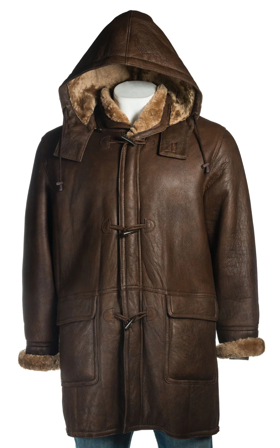 Men’s Sheepskin Duffle Coat With Detachable Hood