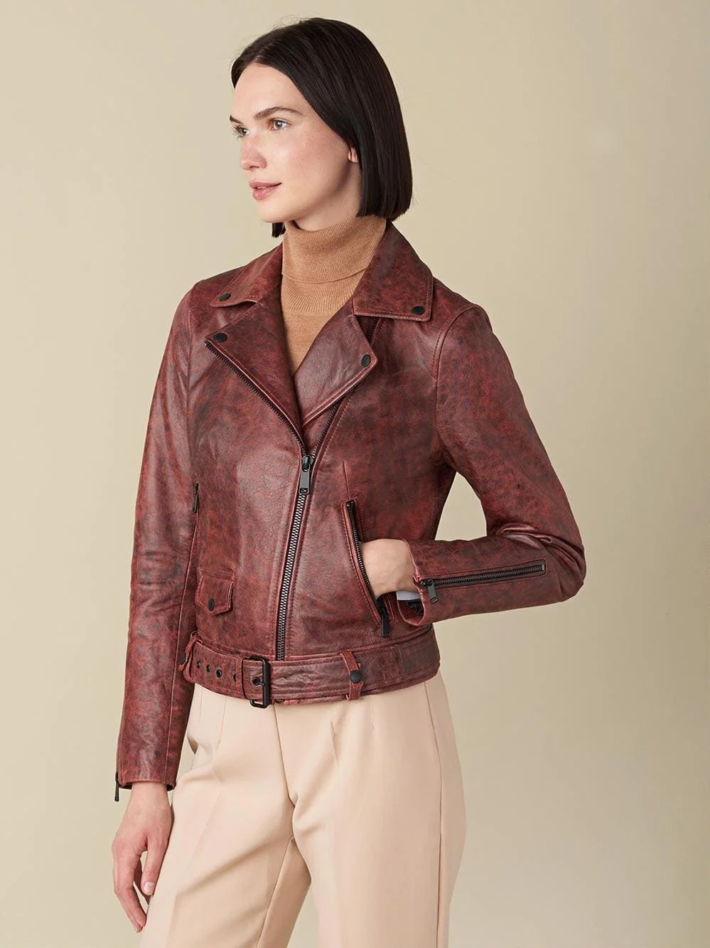 Alison Asymmetrical Brown Belted Jacket